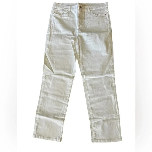 Ella Moss Denim - Ella Moss White Denim Jeans Size 12 Mid Rise Straight Leg Ankle Style Casual